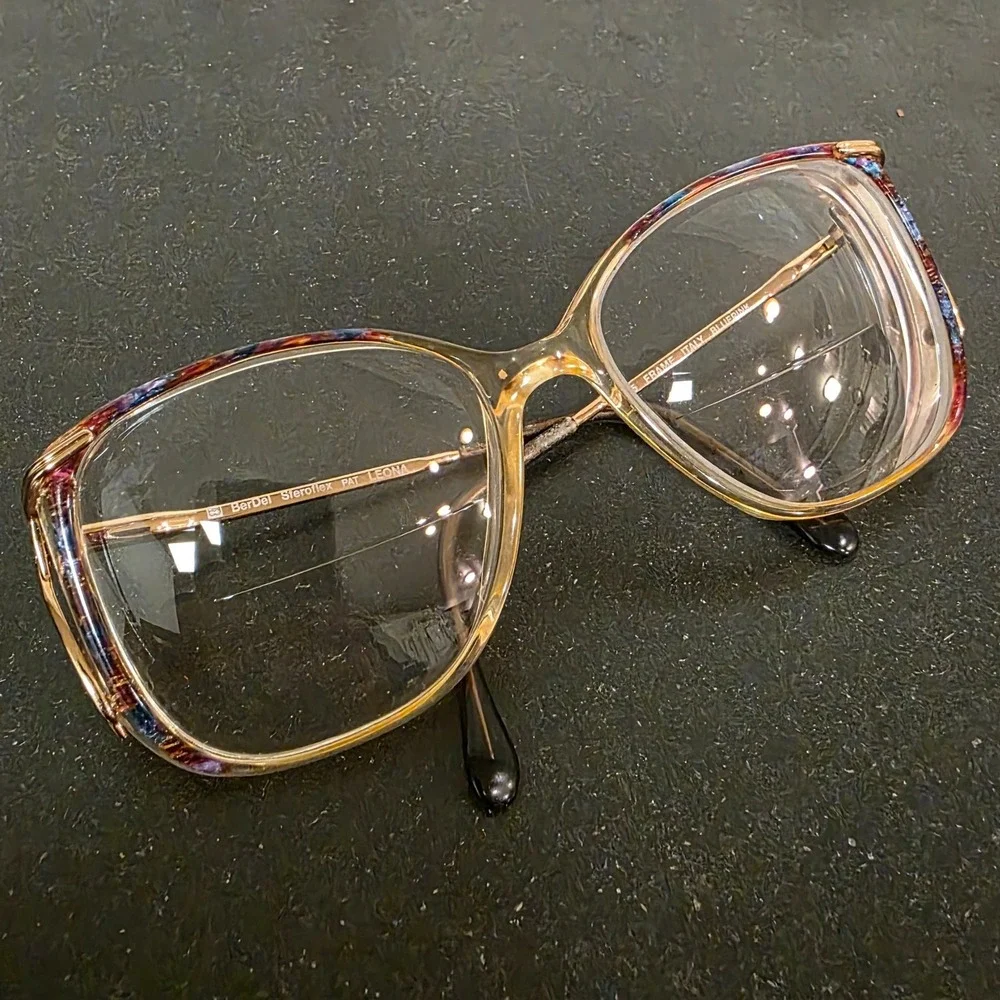 BerDel Sferoflex Eyeglasses Leona 125 Bluepink Oversized Square Italy Vintage